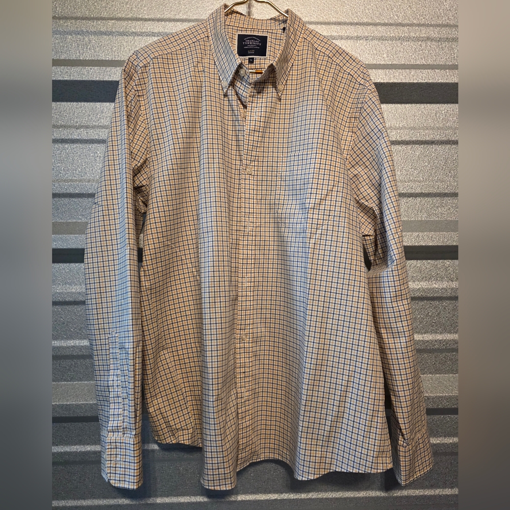 Charles Tyrwhitt Beige and Blue Plaid Shirt